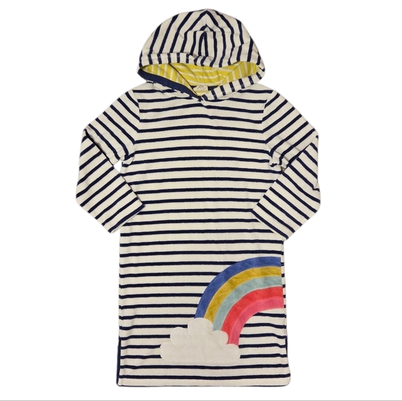 Mini Boden Terrycloth Swim Cover Up Hoodie Dress Girls 7-8 Years Old Rainbow - Picture 6 of 6